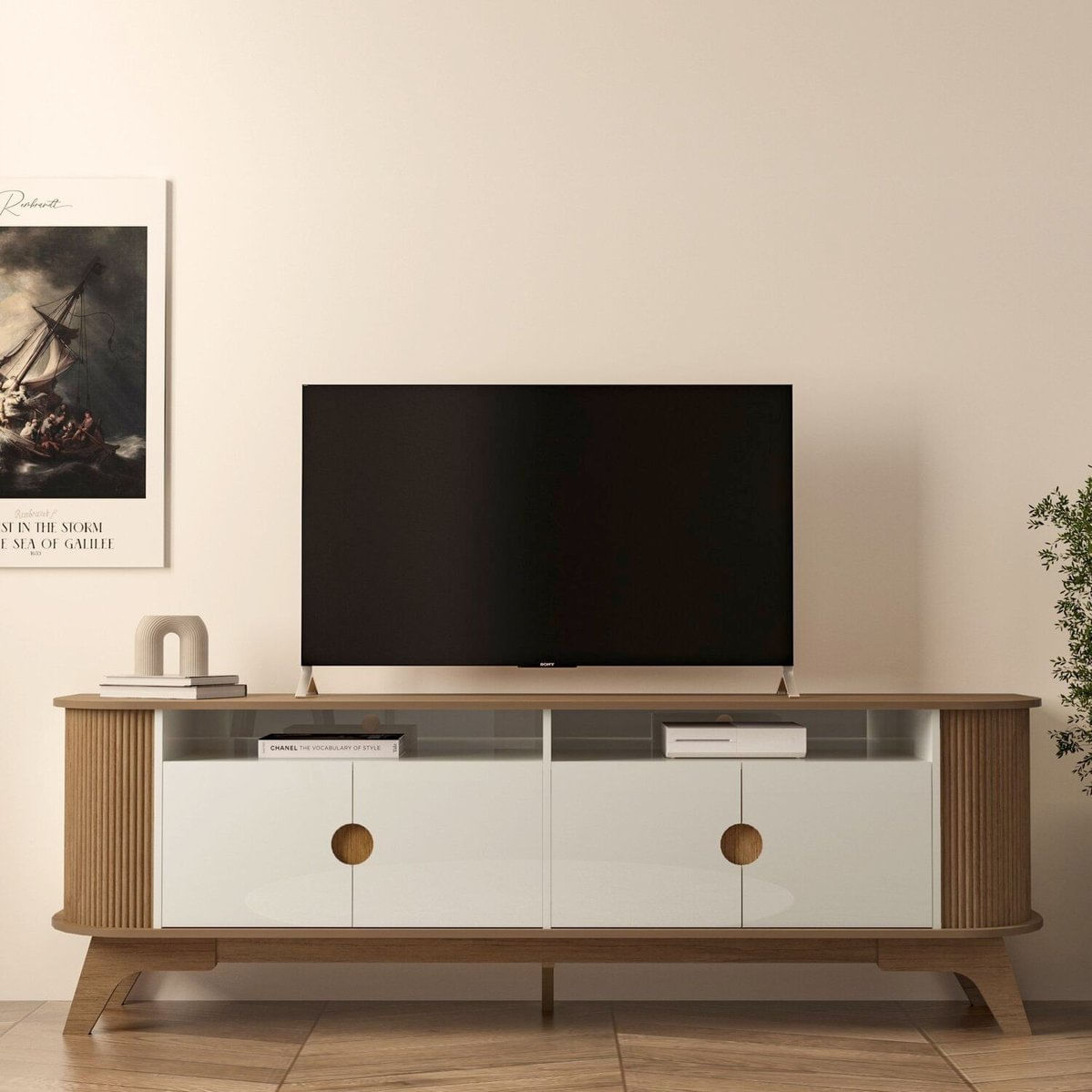 Rack Para Tv 80 Polegadas 200cm Vivaldi Cinamomo/off White