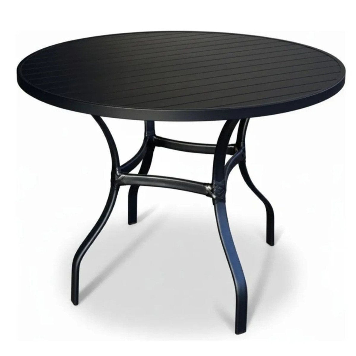 Mesa Em Alumínio Com Tampo Ripado Com 100cm Pintura Eletrostática Preto