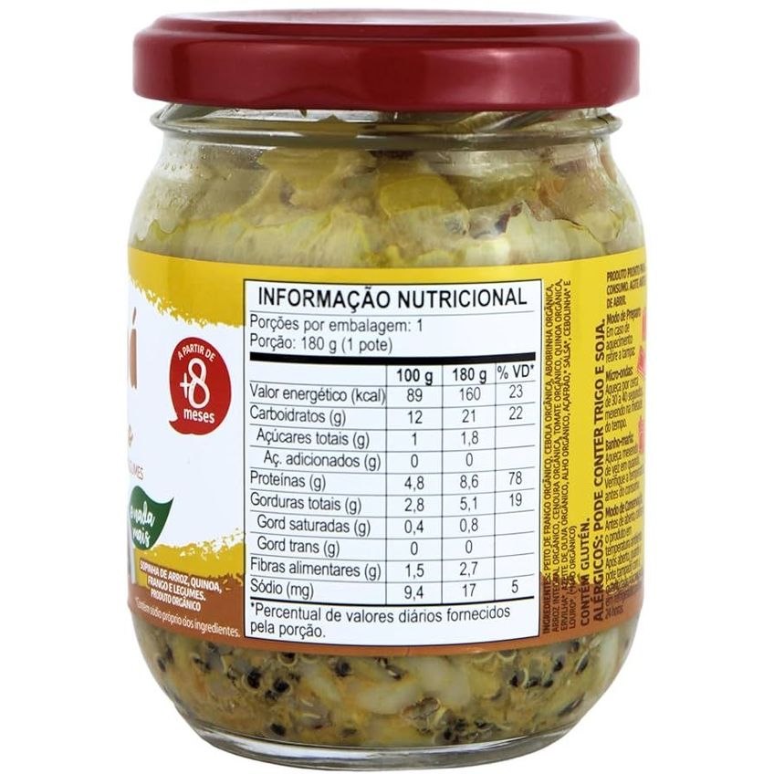 Risotinho Orgânico Arroz, Quinoa, Frango E Legumes Papapa 180g - imagem 2