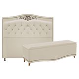 Kit Cabeceira e Calçadeira Yasmim 195cm King Size Corano Bege