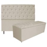 Kit Cabeceira e Calçadeira Liverpool 195 cm King Size Bege
