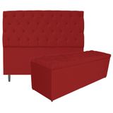 Cabeceira e Calçadeira Liverpool 195 Cm King Size Vermelho