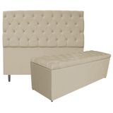 Kit Cabeceira e Calçadeira Liverpool 195 cm King Size Bege