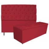 Cabeceira e Calçadeira Liverpool 195 cm King Size Vermelho