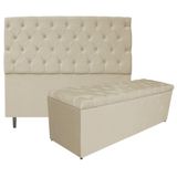 Kit Cabeceira e Calçadeira Liverpool 195 Cm King Size Bege
