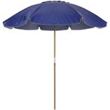 Guarda-Sol Praia Caioba 2,40m Azul Marinho Bel Haste Madeira