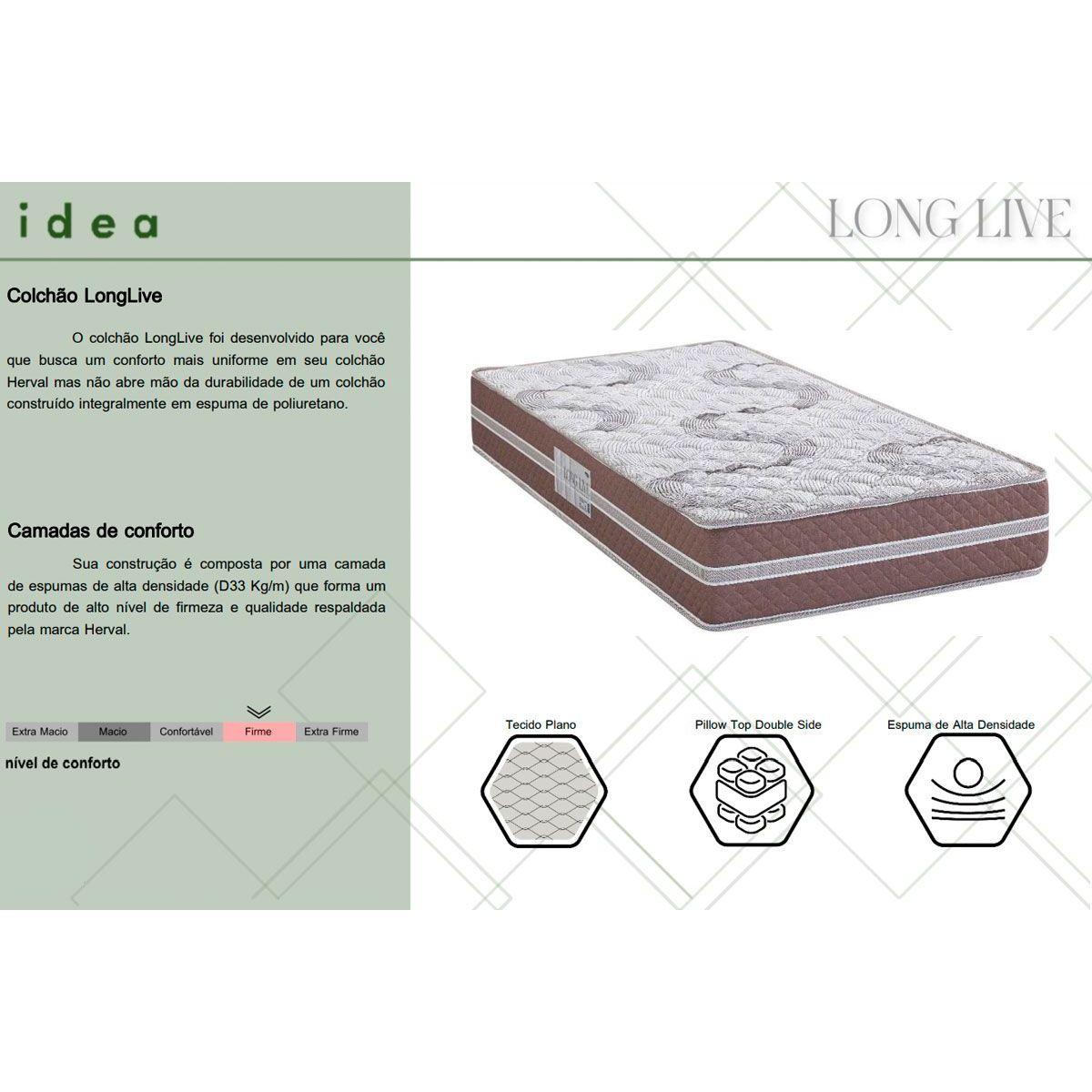 Colchão Especial Espuma Herval D33 Long Live 88x198x25 - Carrefour