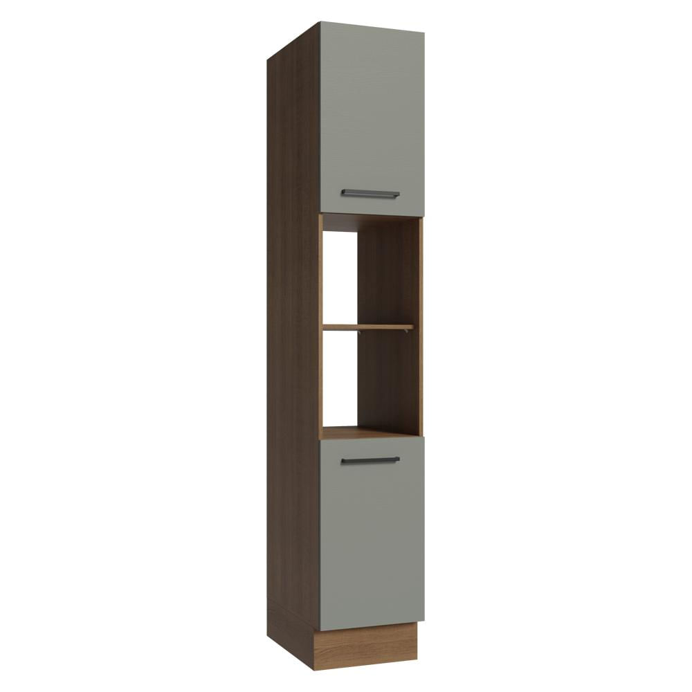 Paneleiro 40 Cm 2 Portas E 2 Nichos Rustic/Cinza Agata Madesa