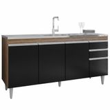 Balcao Para Pia 4 Portas 2 Gavetas Bp 160 Cm Lorena Freijo Preto Eratto Moveis