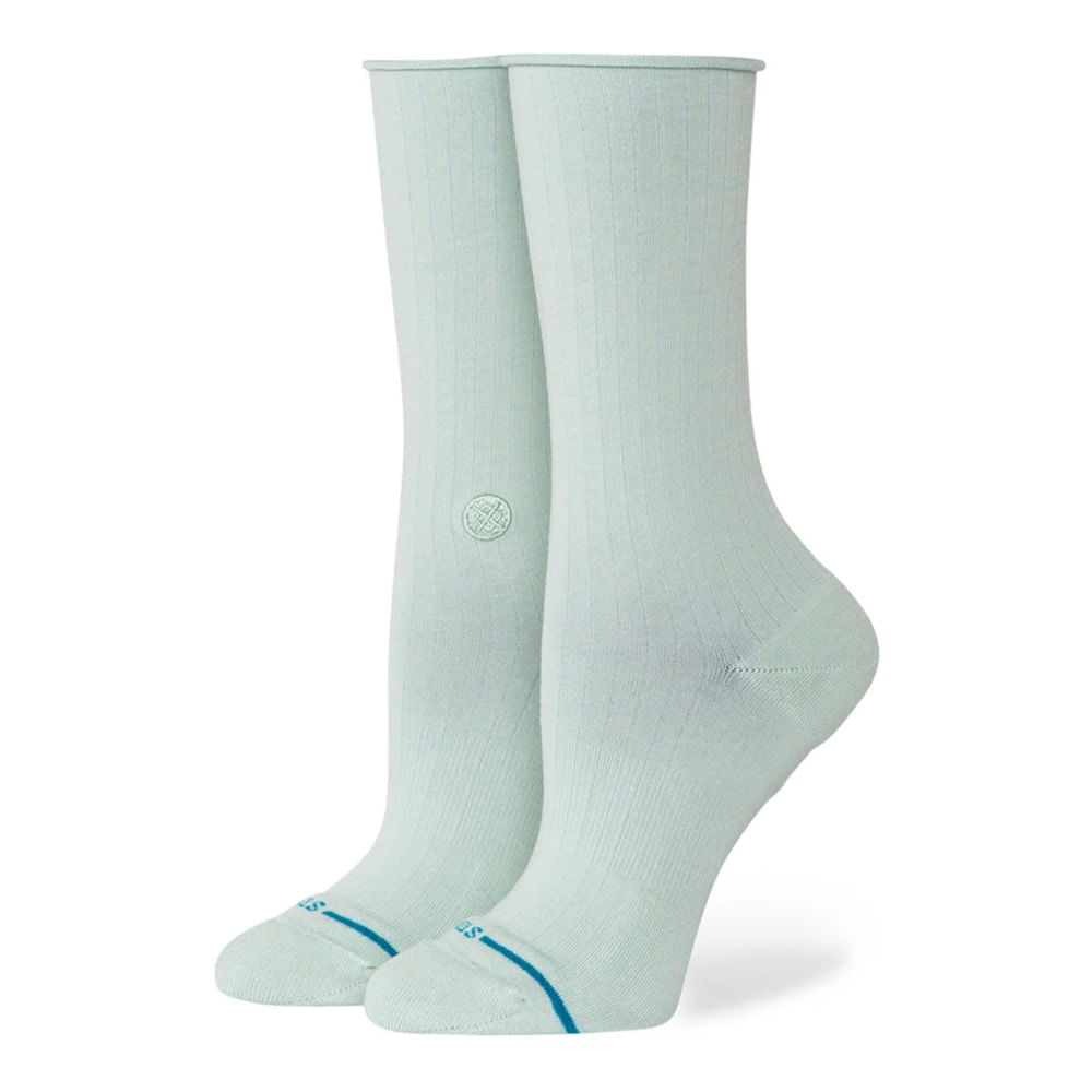 Meia Stance Wmns Rolled Solid Crew Socks Azul Claro