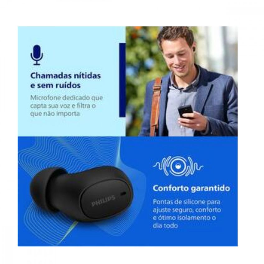 Fone Philips Tws Tat2500bk/00 Preto Phillips - imagem 3