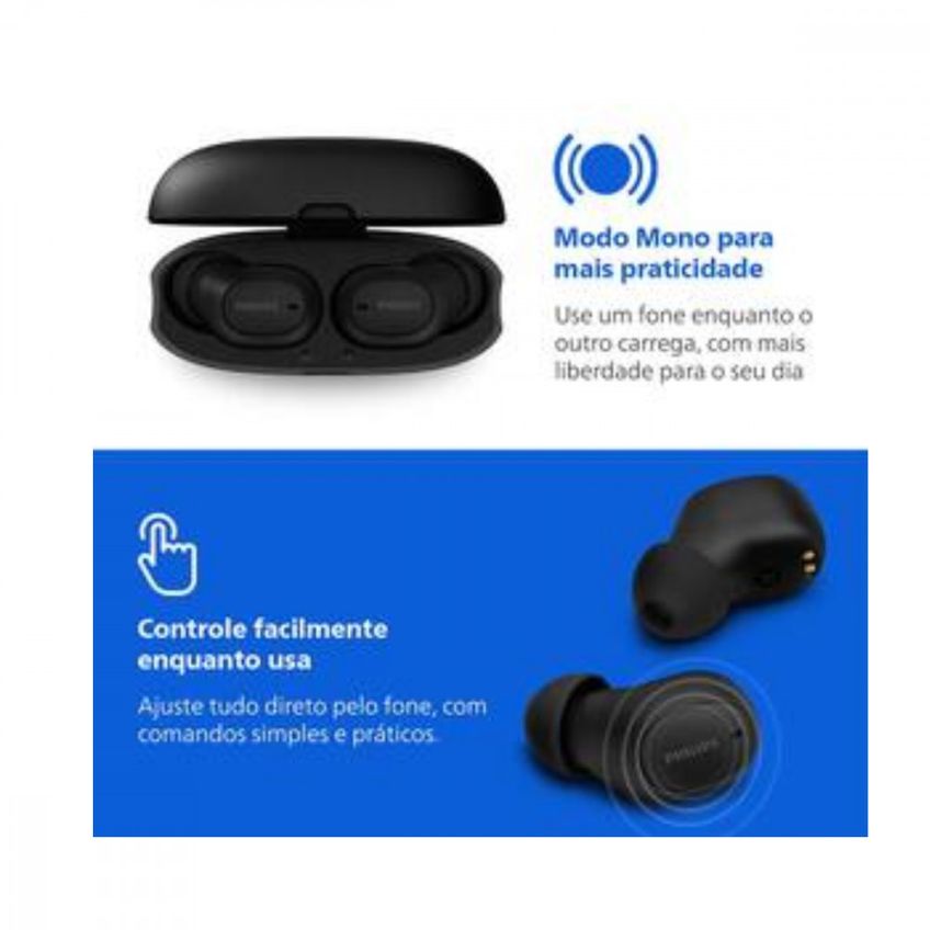 Fone Philips Tws Tat2500bk/00 Preto Phillips - imagem 5
