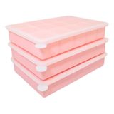 Kit 3 Formas De Gelo Em Silicone Com Tampa 15 Cubos Sem Ros