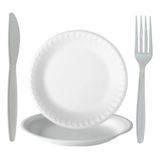 Prato Descartável Para Refeição De Isopor 23cm C/100un Garfo