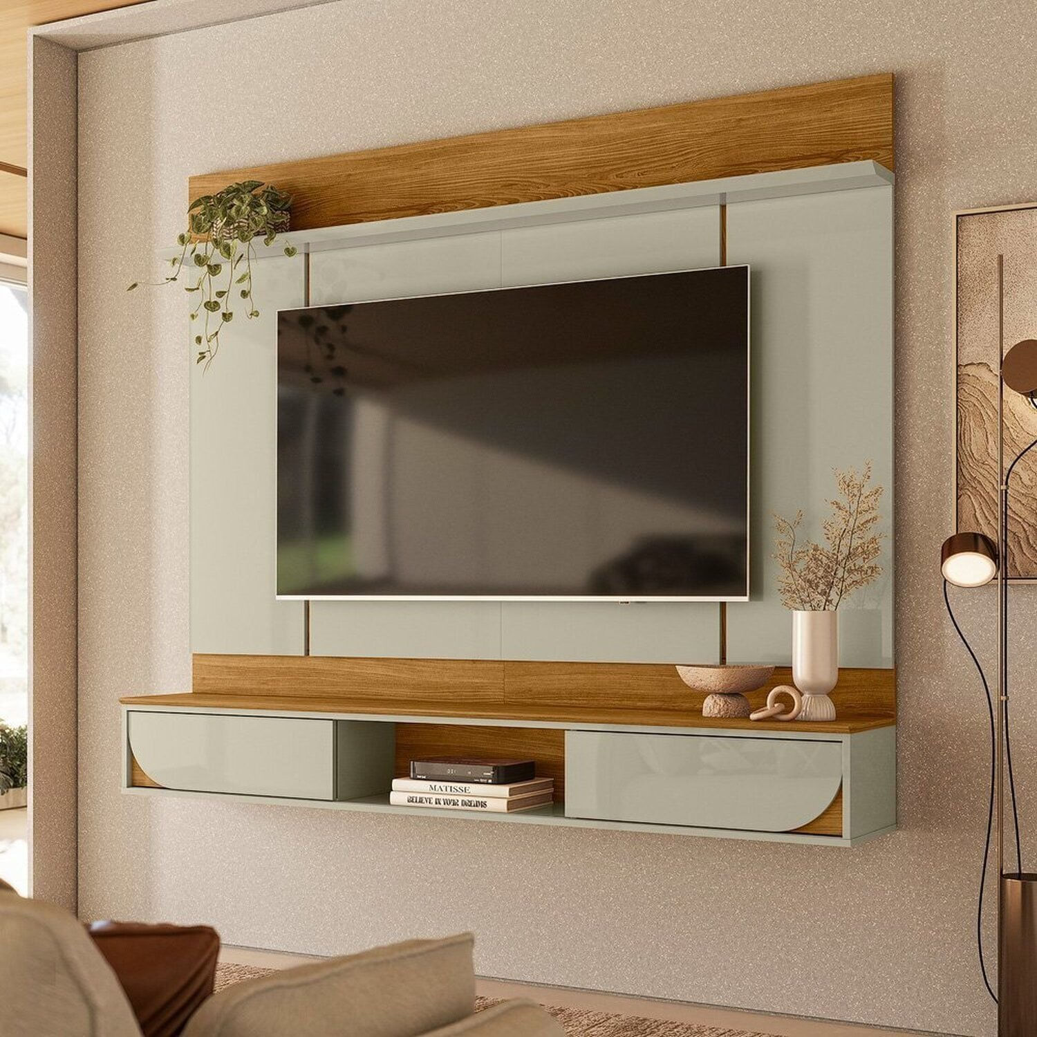 Painel Para Tv 65 Polegadas 182cm Aura Cumaru/opala