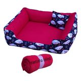 Cama De Cachorro Caminha E Manta Pet Para Cães Gato Vermelh