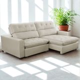 Sofa Retratil Reclinavel 2 Lugares 210cm Andreia Veludo Bege