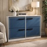 Sapateira Para Quarto 24 Pares Valência Azul/branco