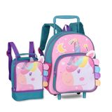 Mochila Carrinho Escolar Unicórnios Bolsa Infantil Meninas