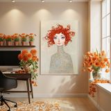 Quadro Decorativo Cacheado Ruivo 70x50cm Mold Branca