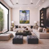 Quadro Canvas Mulher Sombrinha Monet 40x30cm Mold Preta