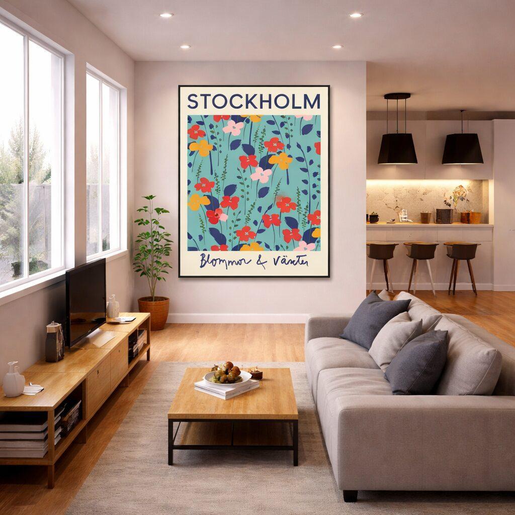 Quadro Canvas Stockholm - Flower Market 60x40cm Mold Branca