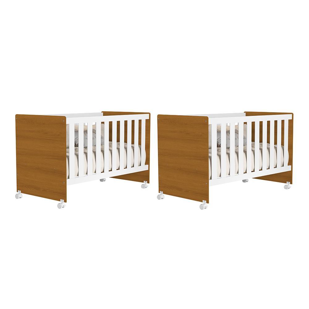 Kit Gêmeos Berço Mel Branco/savana - Reller Móveis
