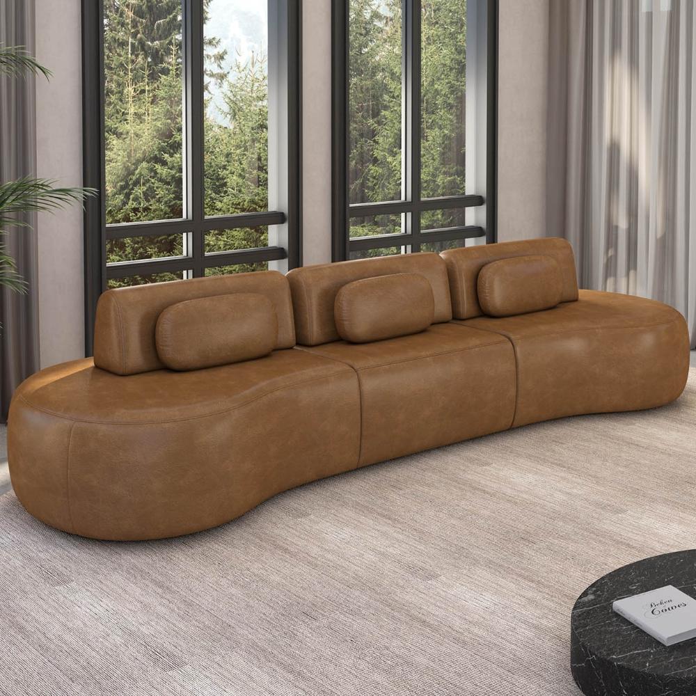 Sofá 4 Lugares 366cm Orgânico Mellanie Sintético Caramelo Z32