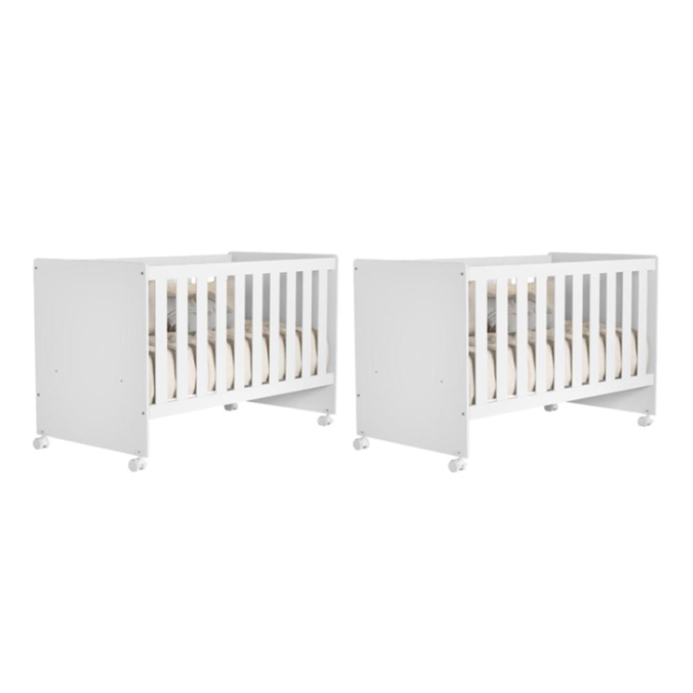 Kit Gêmeos Berço Mel Branco Fosco - Reller Móveis
