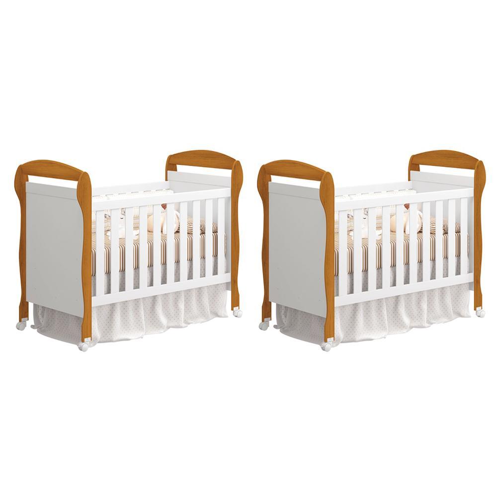 Kit Gêmeos Berço Mini Cama Danny Branco/savana - Reller Móveis