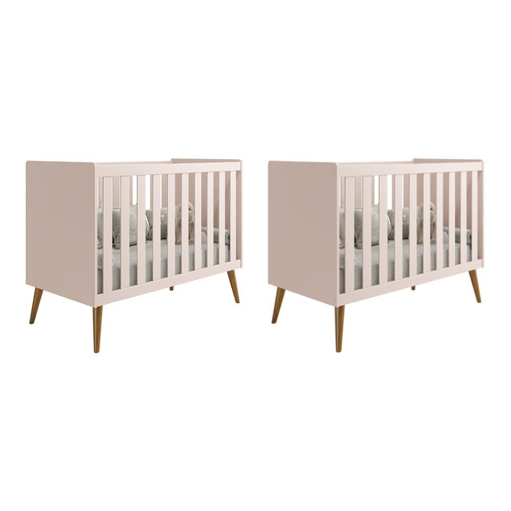 Kit Gêmeos Berço Americano Isis Rosa - Reller Móveis
