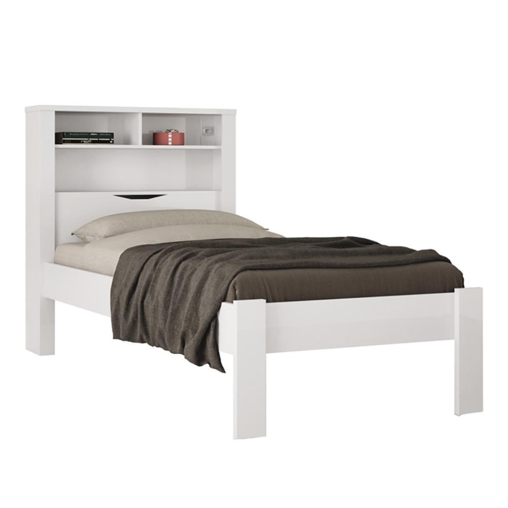 Cama Solteiro Invicta Com Baú Branco - Santos Andirá
