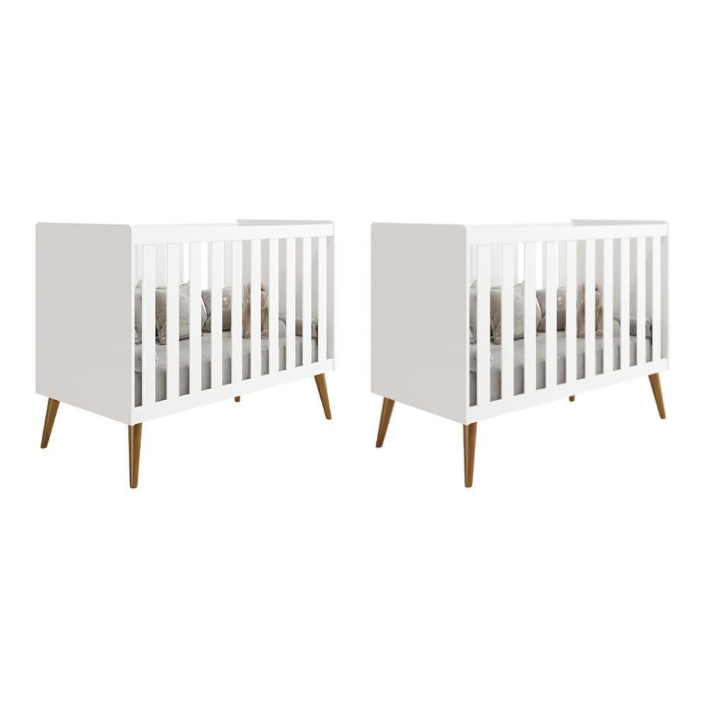 Kit Gêmeos Berço Americano Isis Branco - Reller Móveis