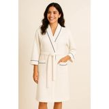 Roupão Algodão Hotel Banho Femi Branco/filete Marinho M 48