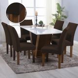 Kit 6 Capa Cadeira Jantar Malha Spandex Lisa E Esta Marrom