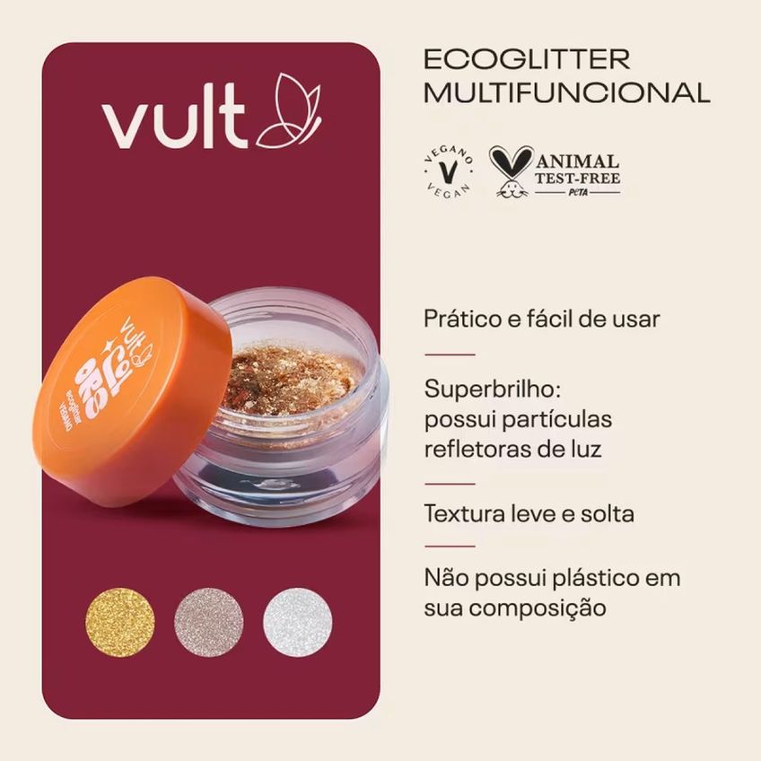 Ecoglitter Multifuncional Bloquinho Dourado Vult Colors 1g - imagem 3