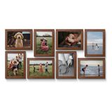 Kit 8 Porta Retratos 15x21 Foto Família Moldu Madeira Escura