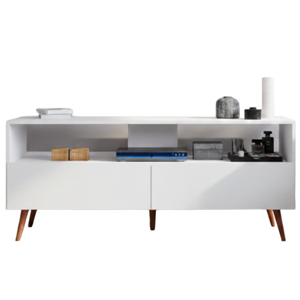 Rack Bancada Tv 55 Polegadas 2 Portas Bp 136 Cm Siena Branco Eratto Moveis