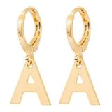 Brinco Argola Com Pingente Letra Pendurada Banhado Ouro 18k