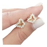 Brinco Zirconia Dourado Dama Daminha Folheado Ouro Borboleta