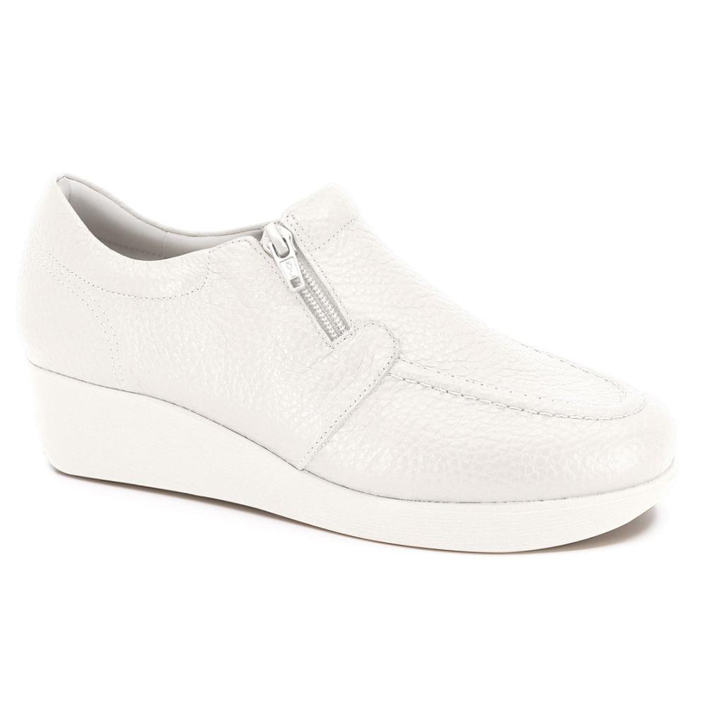 Mocassim Usaflex Anabela Couro Ziper Ref 6262pl Branco 40