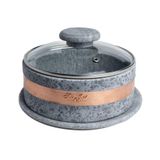 Queijeira Pedra Sabão Cobre Tampa Vidro Queijo Frios 20x10cm