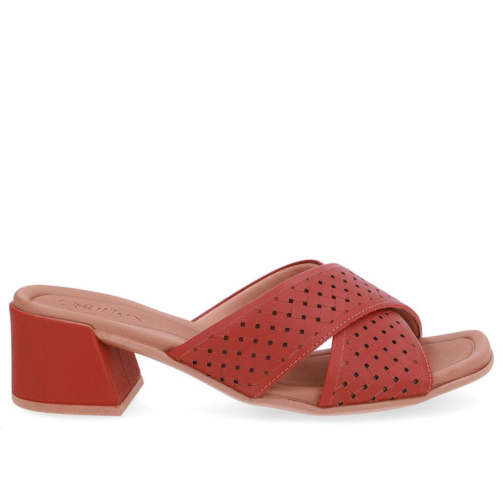 Tamanco Usaflex Salto Bloco Em Couro Ref Ud25001 Marrom 38