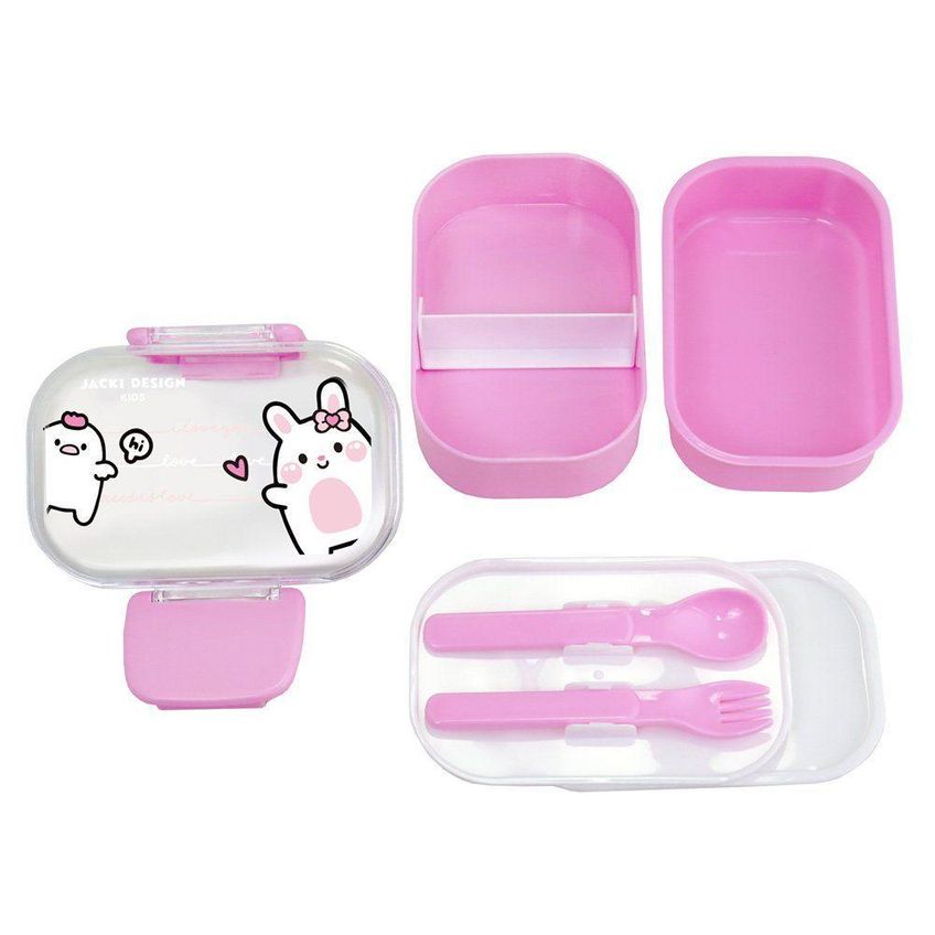 Pote Para Lanche De 2 Andares Amiguinhos 400 Ml - Jacki Design Coelho Rosa - imagem 3