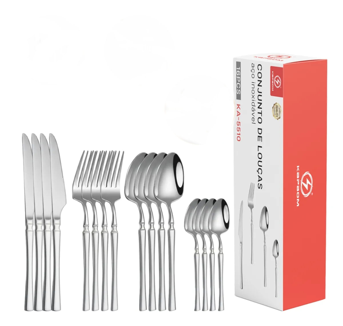 Conjunto De Talheres Inox 16 Peças Aço Inoxidável, Cor Inox, 4 Pessoas (22,9 Cm)