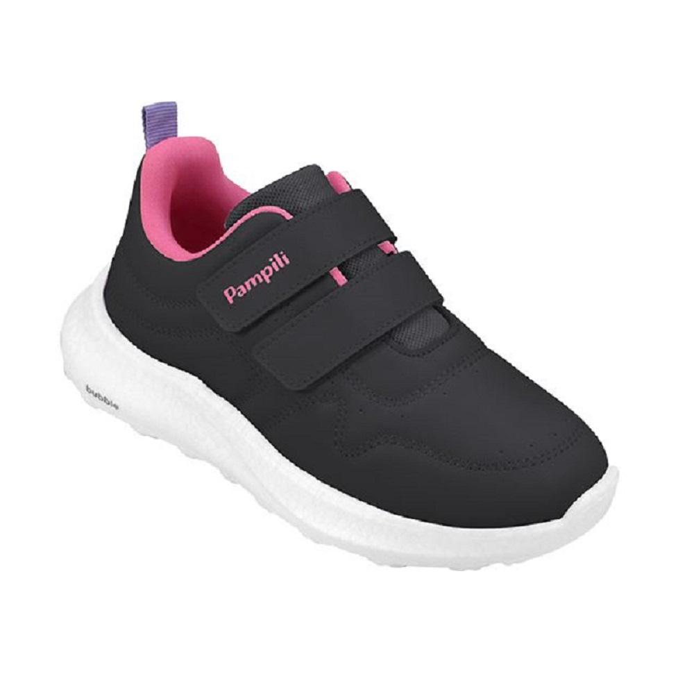 Tenis Pampili Bubble Escolar Ref 746051000 Preto/rosa 28