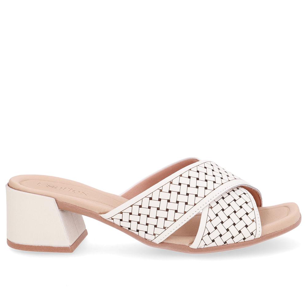 Tamanco Usaflex Salto Bloco Em Couro Ref Ud25001 Branco 40