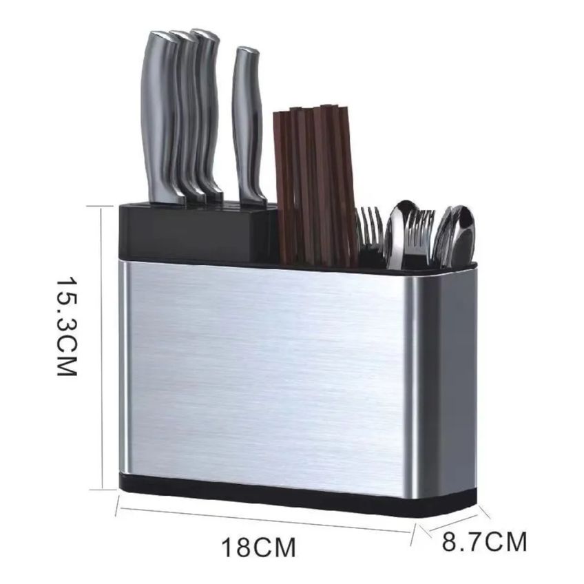 Porta Talheres Inox Com Escorredor E Suporte Para Facas - imagem 3
