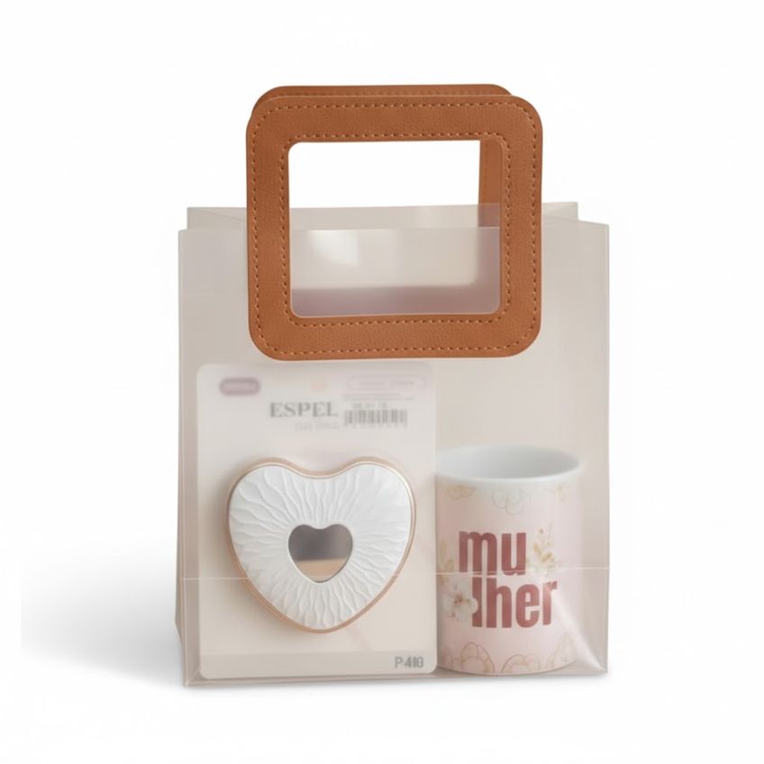 Kit Presente Feminino Personalizado: Caneca Com Foto + Espelho Coração + Bolsa Glow - imagem 3