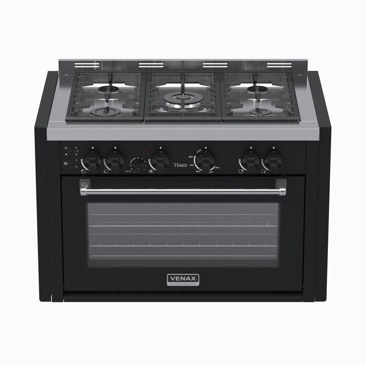 Fogão 5 Bocas de Embutir Venax Temis Preto - 220v - 25994